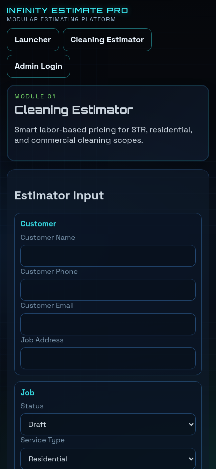 Cleaning Estimator mobile